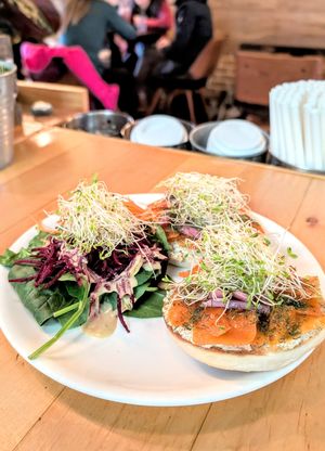 Vegan Carrot Lox  at Mudsharks Coffee Bar in Courtenay