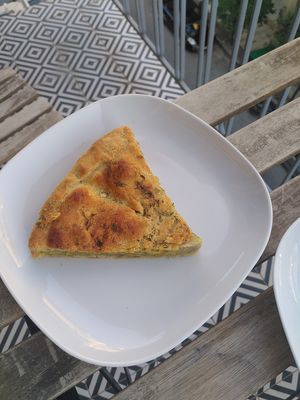 artichoke and dill pie at Filomila in Athens