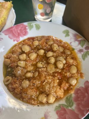 Chickpeas and bulgur   at Filomila in Athens