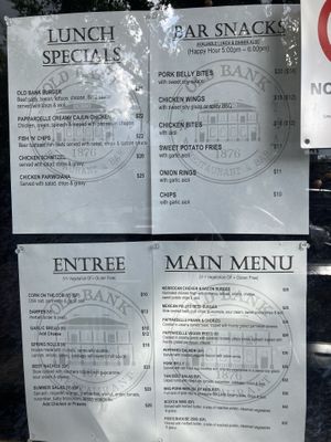 Menu- no vegan options anymore  at Old Bank Restaurant & Bar in Dubbo