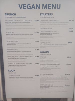 Vegan menu 1/2 at Hippocampus in Protaras