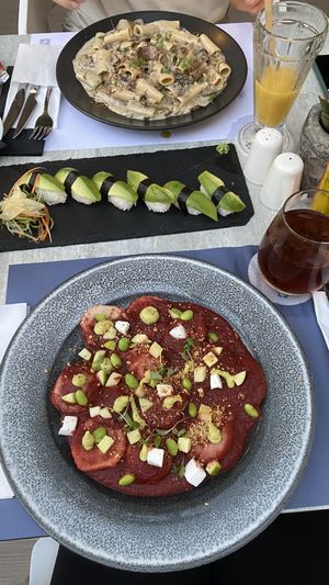 Avocado Sushi, Ravioli and rigatoni  at Hippocampus in Protaras
