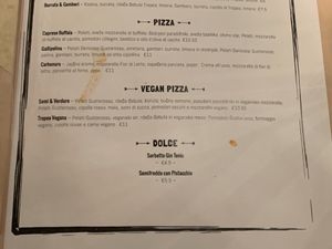 Menu at Verace  in Nova Gorica