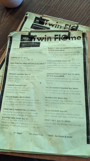 Menu  at Twin Flames in Ellenbrook