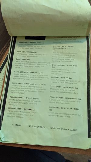 Menu  at Twin Flames in Ellenbrook