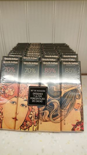 Beautifully packaged vegan dark chocolate at MLTZ Gourmet Chocolates in Central Singapore