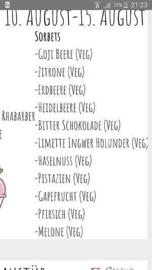 Vegan choices at Eiscafé Venezia in Kempten