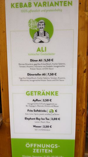 Menu April 2022 at Etyok Vegan Kebab in Nuremberg