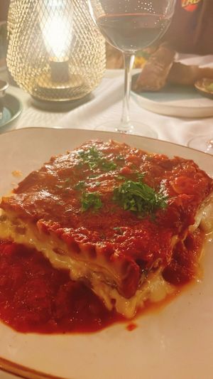 Impossible Sausage Lasagna ( super BIG portion)  at Lovina in Calistoga