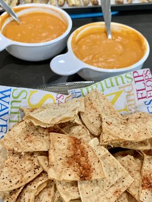 Vegan cheesie sauce, no-oil, no cooking and low fat with baked, oil free tortillas   at Plant Life Journey Retreats in South Haven