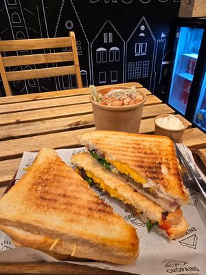 Two croques = 4 triangles!! And a side salad at Cropains in Bruges