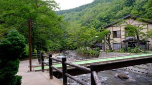 bridge at Aoni Onsen in Kuroishi