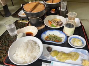 vegan "teishoku" lunch at Aoni Onsen in Kuroishi