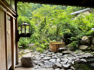 outdoor bath at Aoni Onsen in Kuroishi
