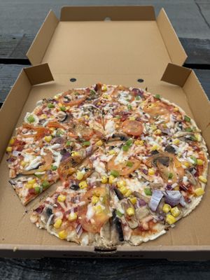 Vegan veggie and vegan cheese pizza   at The Misty in Isle Of Skye