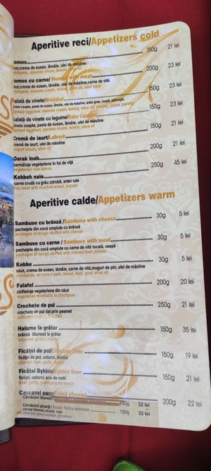 Menu 1 at Byblos in Constanta