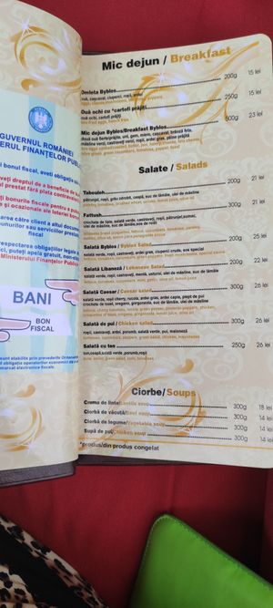 Menu 2 at Byblos in Constanta