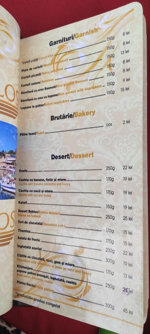 Menu 6 at Byblos in Constanta