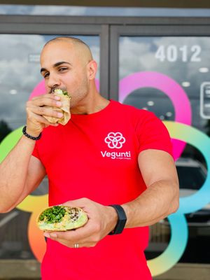 Enjoying a bite at Vegunti in Morganville