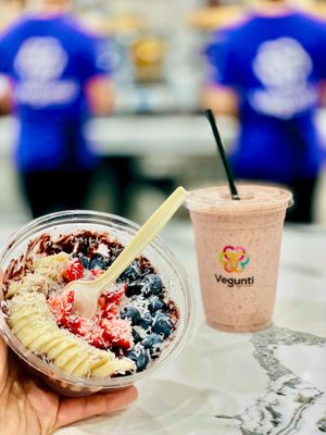Organic Acai Bowl and Morning Routine Smoothie at Vegunti in Morganville