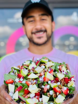 Organic Strawberry Pecan salad with a side of good vibes :) at Vegunti in Morganville