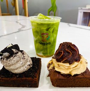 Iced Matcha Latte and Brownies  at Vegunti in Morganville