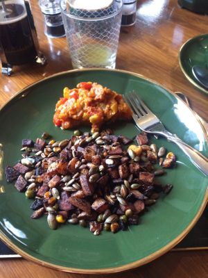 sweet potato hash + tomato sauce vegan at Clachamish House Vegetarian B&B in Isle Of Skye
