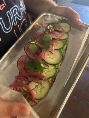 avocado toast (ask for no egg)  at Heirloom Market at Comstock Ferre in Wethersfield