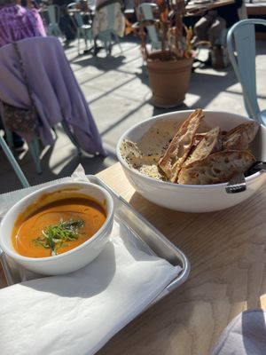 soup of the day and hummus plate   at Heirloom Market at Comstock Ferre in Wethersfield