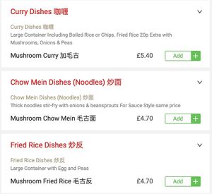 Search for vegetable or mushroom in Food Hub to find veggie options at Boulevard Chinese Take Away in Shirley