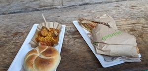 Vegan Currywurst and vegan burger at Bistro Bärenblick in Bad Rippoldsau Schapbach