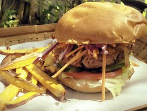 Beef burger at Bali Tyche in Outlying Islands