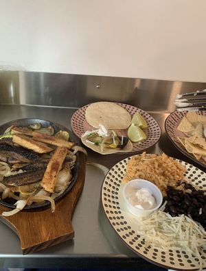 got the veggie fajitas!  at Pepitas Vegan Taqueria in Denton