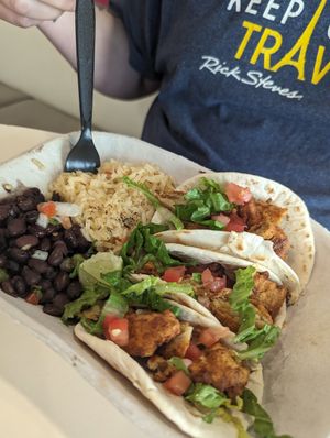 Taco plate! at Pepitas Vegan Taqueria in Denton