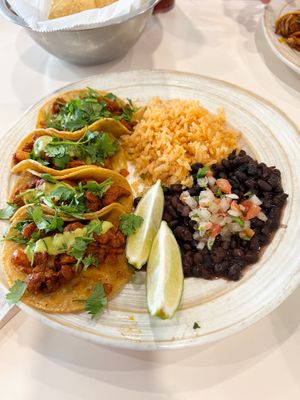 Al pastor tacos (soy)  at Pepitas Vegan Taqueria in Denton