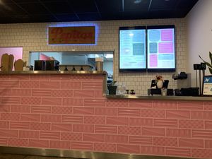 Restaurant counter view   at Pepitas Vegan Taqueria in Denton