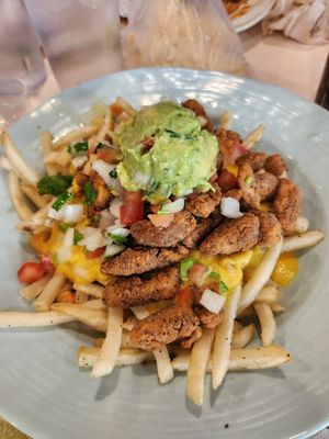 Loaded fries at Pepitas Vegan Taqueria in Denton