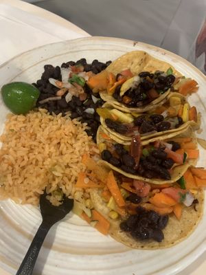 Veggie tacos were GF but lacked flavor    at Pepitas Vegan Taqueria in Denton