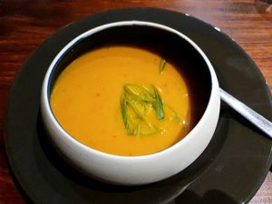 Pumpkin ginger soup at Hummelbude in Essen