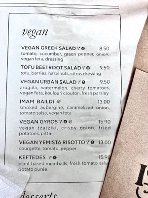 Menu  at Istros in Kos