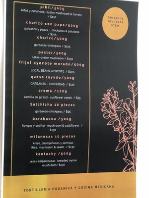 Menu at Plantivoros in Playa Del Carmen