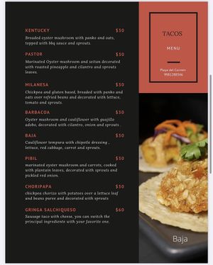 Menu at Plantivoros in Playa Del Carmen