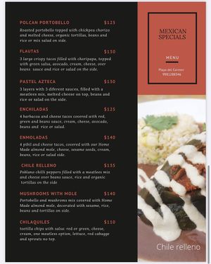 Menu at Plantivoros in Playa Del Carmen