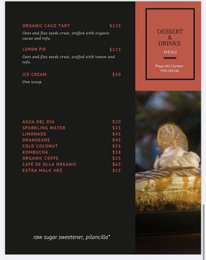 Menu at Plantivoros in Playa Del Carmen