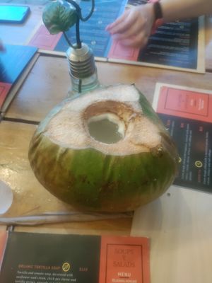 Coconut water at Plantivoros in Playa Del Carmen