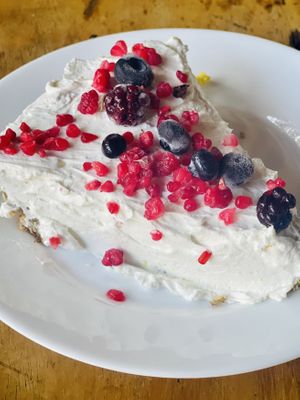 Lemon cake 🍋  at Plantivoros in Playa Del Carmen