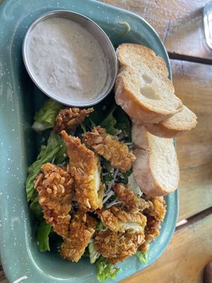 Caesar salad with kfc   at Plantivoros in Playa Del Carmen