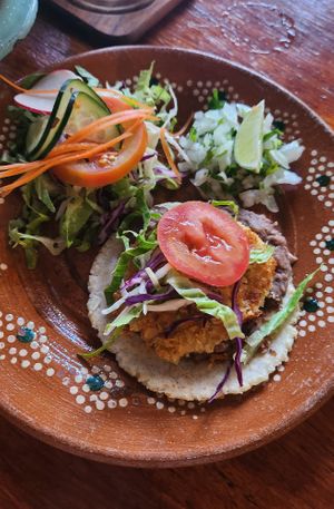 Taco de milanesa at Plantivoros in Playa Del Carmen