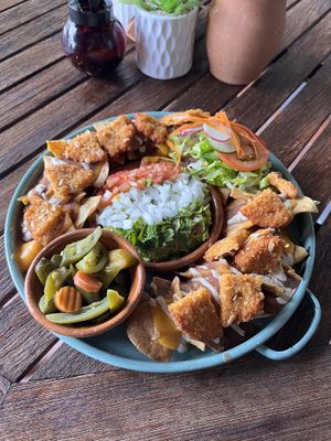 Nachos with added chickpea ‘meat'  at Plantivoros in Playa Del Carmen