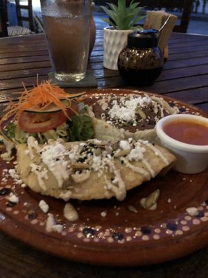 Empanada and sope   at Plantivoros in Playa Del Carmen